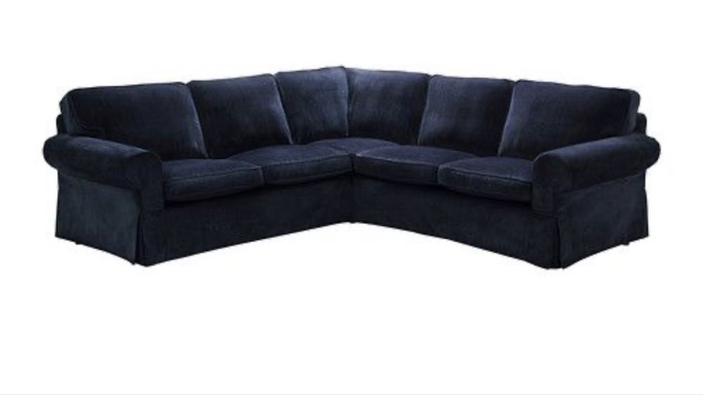 Sofá de canto Ektorp Ikea + pouf, com 3 capas (branca, vermelha e azul)