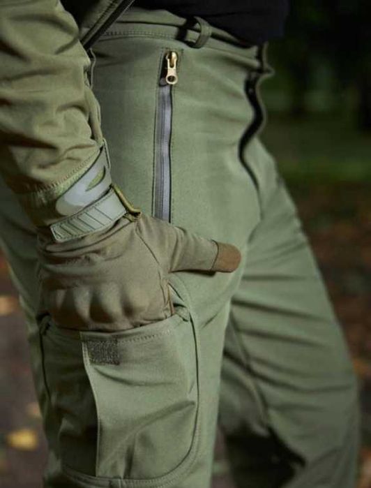 Штани брюки військові утеплені тактичні фліс софтшел олива 54 56