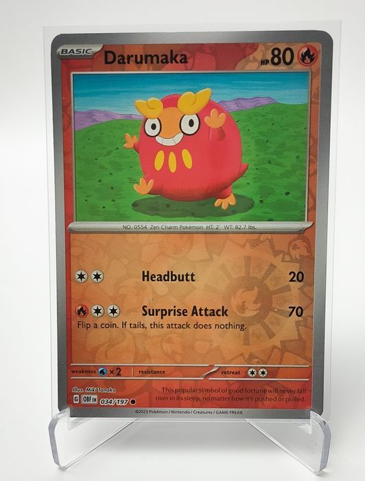 Darumaka 034/197 reverse holo karta pokemon Obsidian Flames
