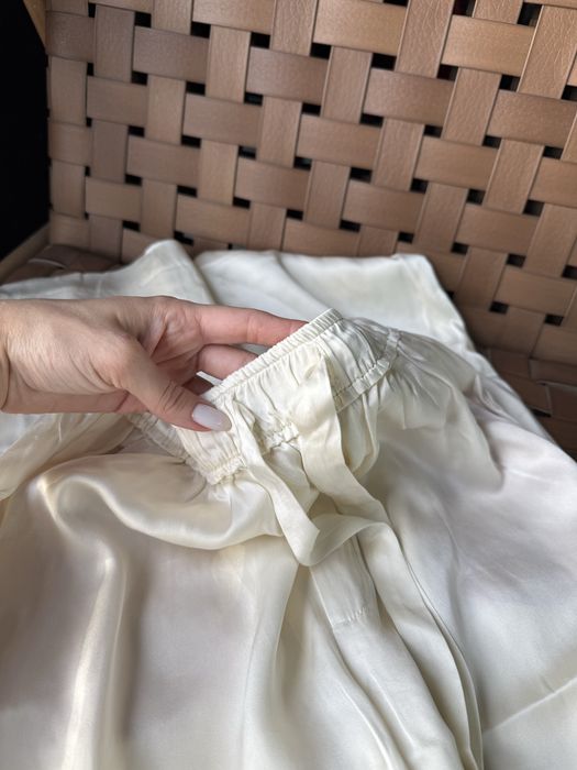 Шелковые молочные  штаны Зара Zara XS натуральный шелк
