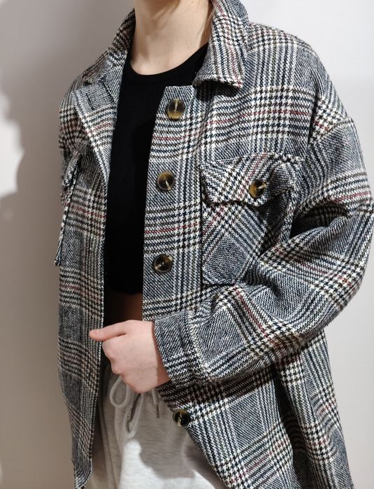 Kurtka koszulowa w kratę "shacket"marki Zeta Otto oversize używana S/M