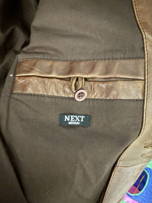 Kurtka skórzana NEXT męska brązowa 100% skóra – NOWA z metką | M