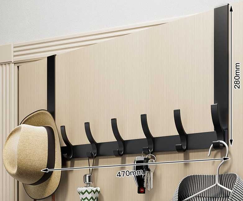 Wieszak na drzwi ręczniki ubrania 14 haków czarny loft