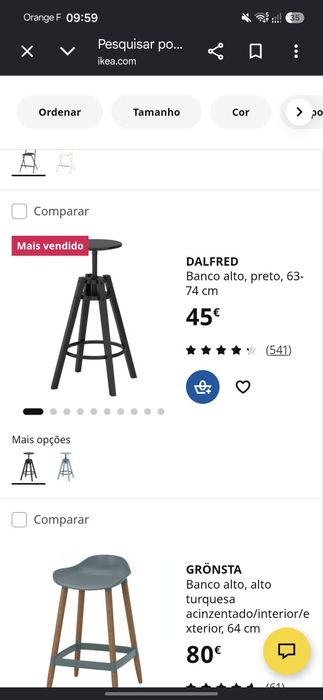 Banco alto Ikea preto
