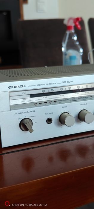 Stereo Hitachi, amplituner, deck, gramofon, kolumny.