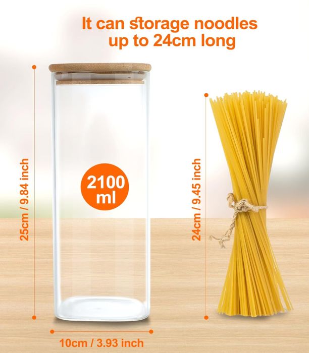 YUEYEE 2-pak szklanych pojemników 2100 ml z pokrywką