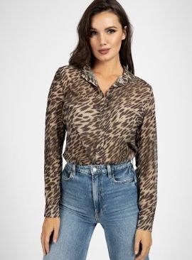 Koszula Guess panterka 40 L centki logowana