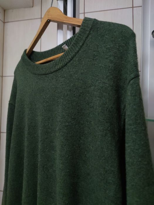 Sweter męski XL  marki !SOLID w kolorze zgaszonej, butelkowej zieleni.