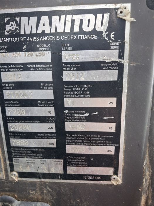 Ładowarka teleskopowa manitou MLT 634 120LSU