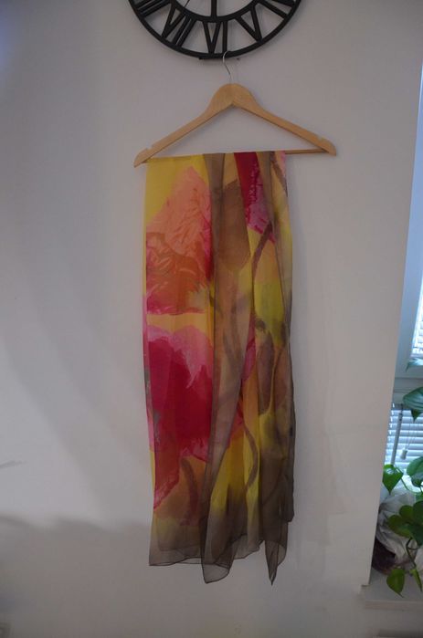 duży szal/chusta/pareo kwiaty silk feeling poliester