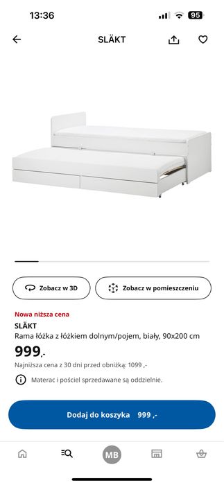 Łóżko podwójne 90x200 + szuflady + materace