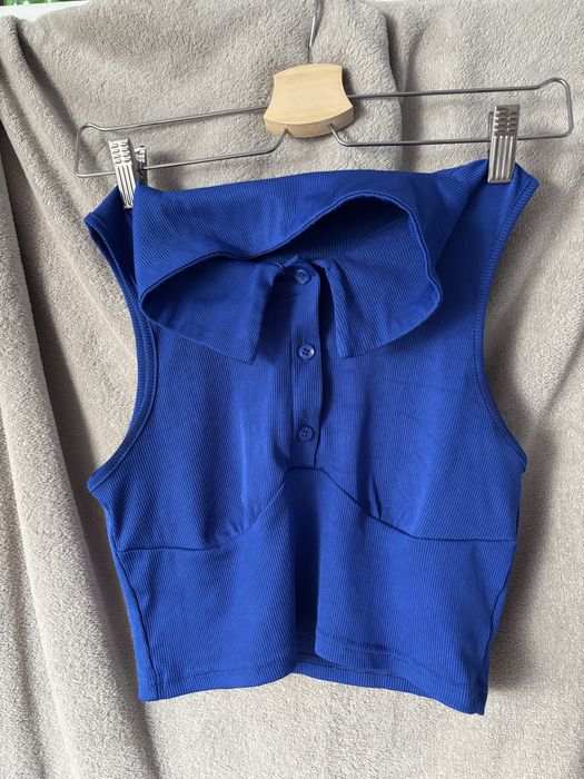 Granatowy top na guziki