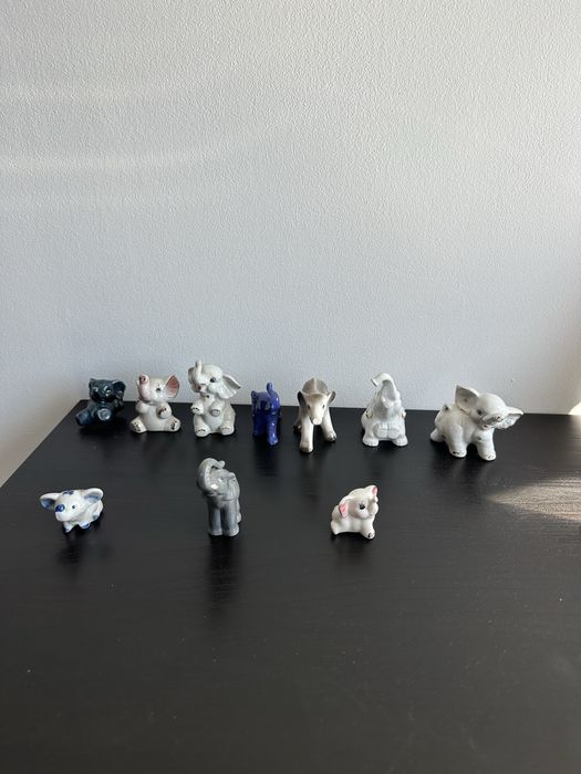 Porcelitowe Ceramiczne Słoniki PRL