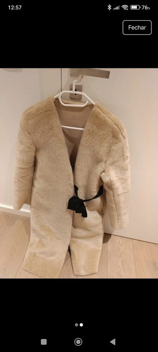 Casaco 3/4 pelo sintético bege