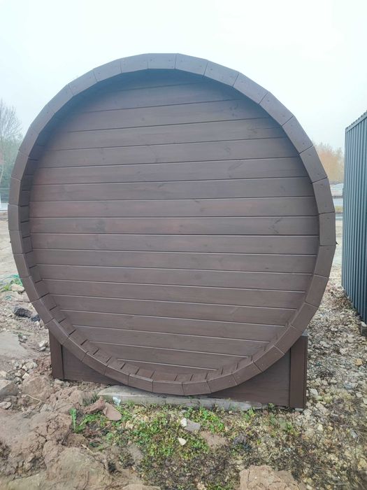 WYPRZEDAŻ Sauna Ogrodowa Beczka 2.5m Ściany 80mm! Z piecem - Od Ręki