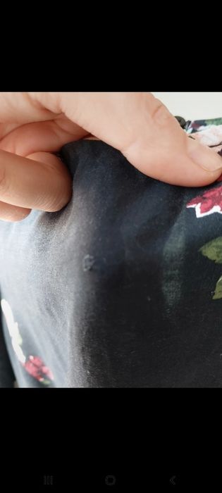 Sukienka damska czarna Zara w kwiaty przed kolano rękaw 3/4 100% visko