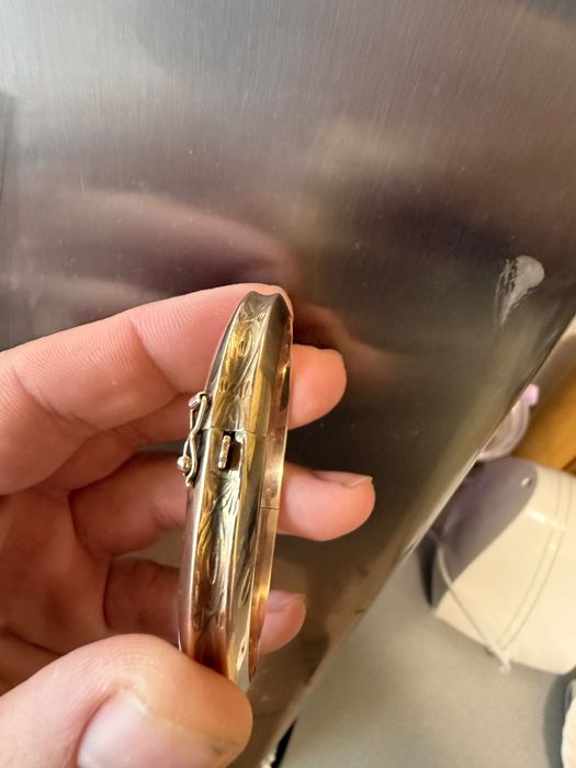 Sztywna Złota Bransoletka Vintage grawer 18g P333