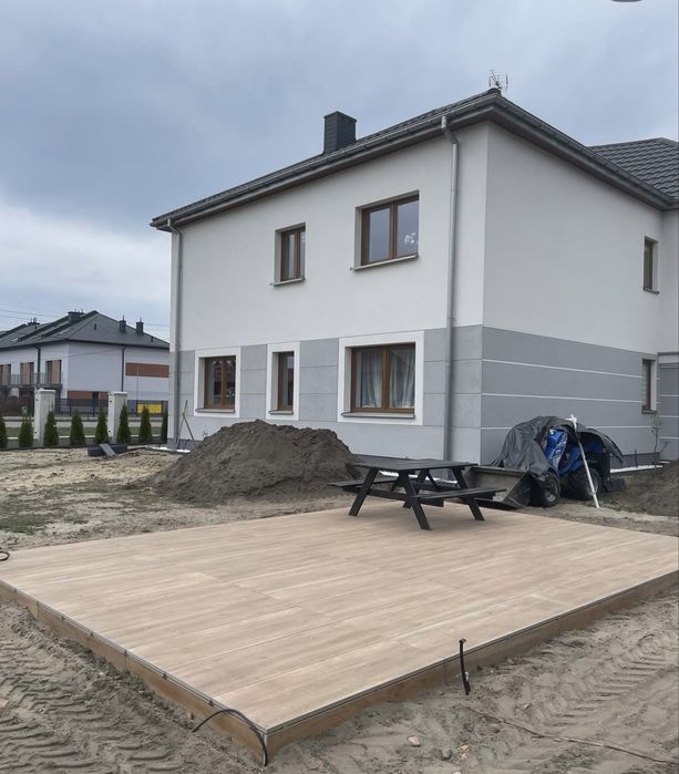Firma Tarasy Żelechowscy, kompleksowa budowa tarasu z Deski kompozytowej, bruku, gresu
