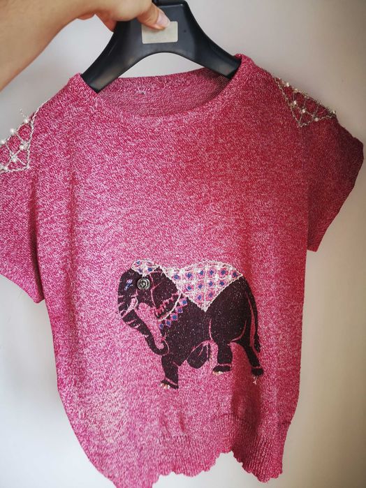 No name bordo bluzka słoń r. S