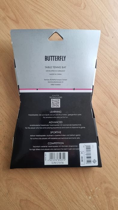Rakietka do tenisa stołowego BUTTERFLY Timo Boll Black