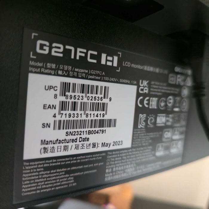 Monitor GIGABYTE G27FC A (27" - 170 Hz - 1 ms) (Colunas incorporadas)