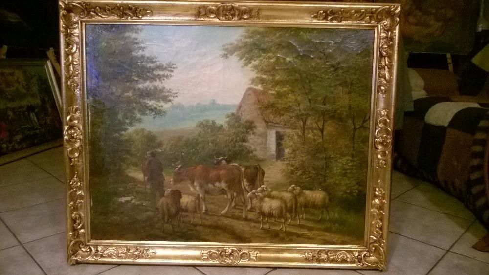 Obraz olejny na płótnie(scena rodzajowa), przełom XIX/XX w.