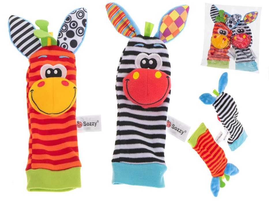 Grzechotka Skarpetki dla Niemowlaka Zabawka na Nóżki 2 szt. Zwierzątka