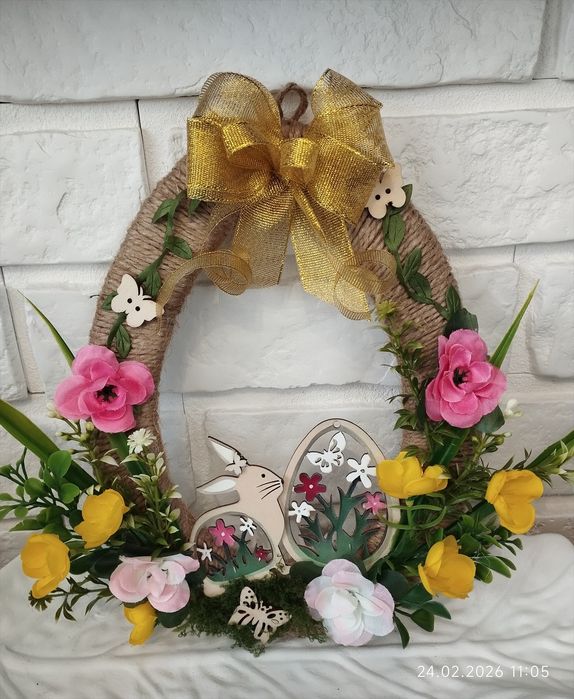 Wianuszek Wielkanocny na drzwi, dekoracja świąteczna ścienna