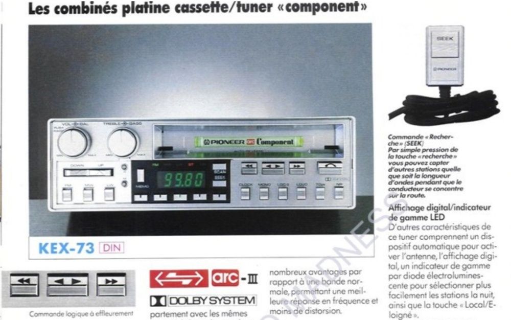 conjunto Pioneer KEX73 auto-radio anos 80