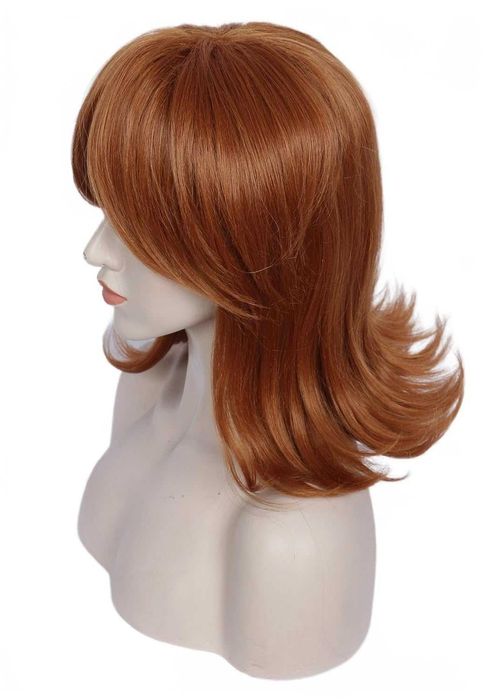 Peruca Ruiva Castanho: Princesa com Coroa Estilo Retro Anos 60/70 para Festa de Halloween e Cosplay para Mulher