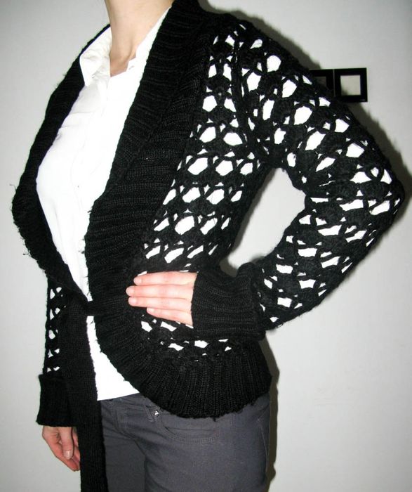 Sweter ażurowy ciepły czarny 40 L dorothy perkins 12 damski duzy