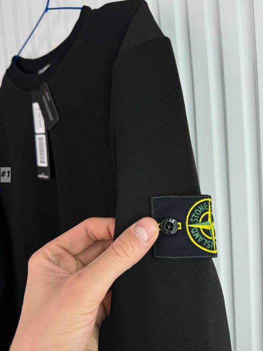 Якісний Світшот Stone Island Чорний (XS S M L XL)