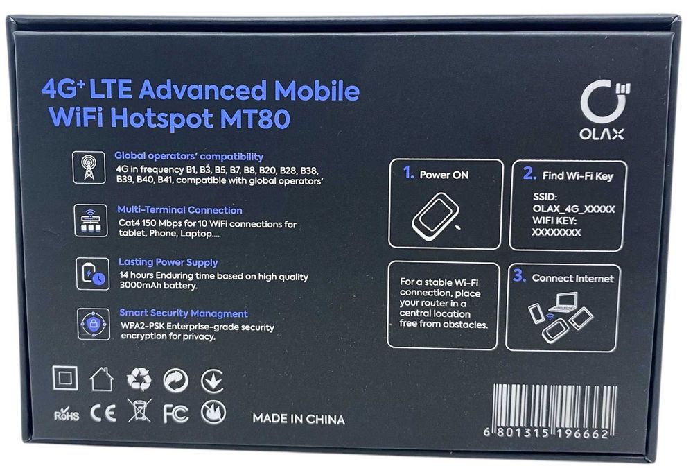 Роутер мобільний 4G Olax МТ80 WiFI два виходи під антену акум 3000 мА