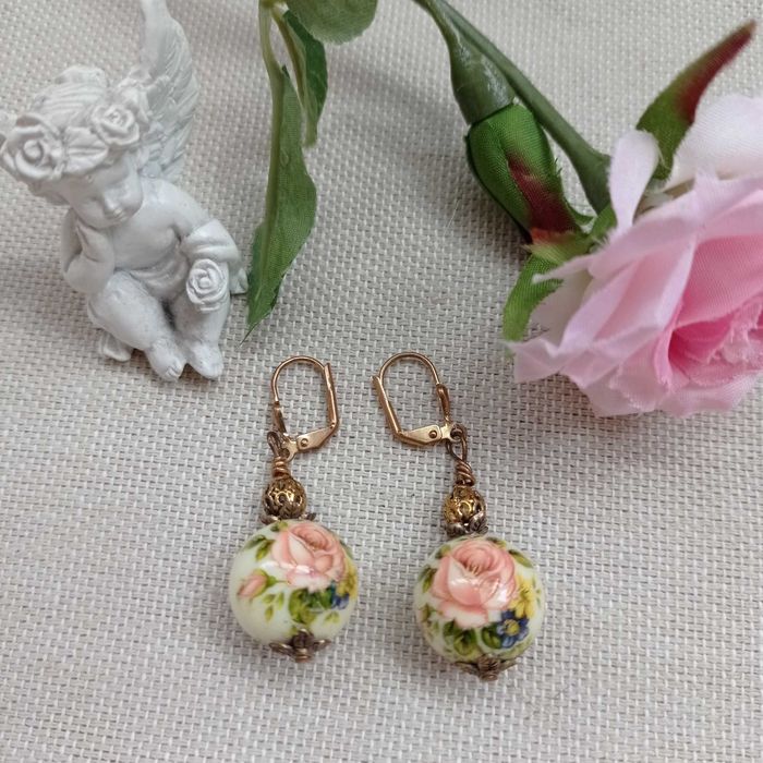 Серьги ручной работы с японской бусиной Tensha