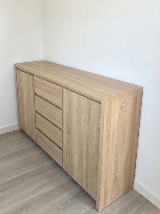 Komoda 2 drzwi 4 szuflady 140cm dąb sonoma