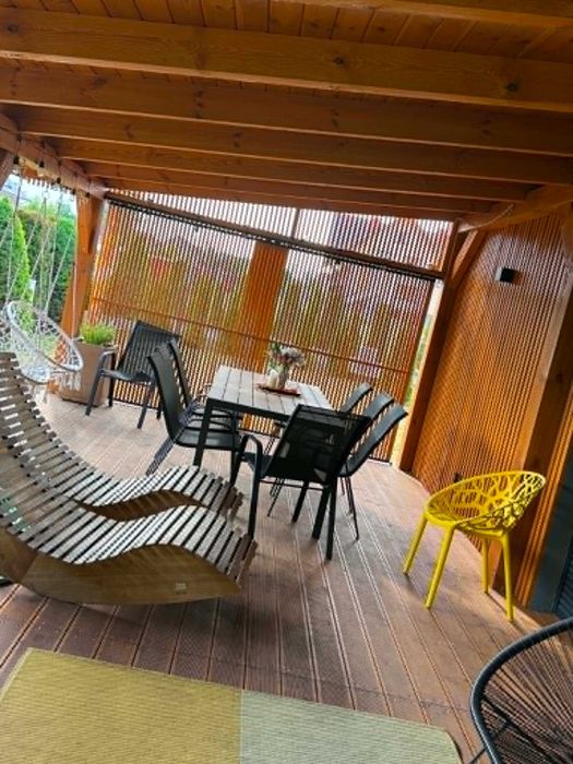 Domek nr 3 z jacuzzi (termobania), staw, sauna, 10 osób