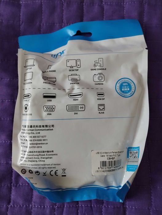 kabel Vention USB 3.0 A Male to Female extension 1m