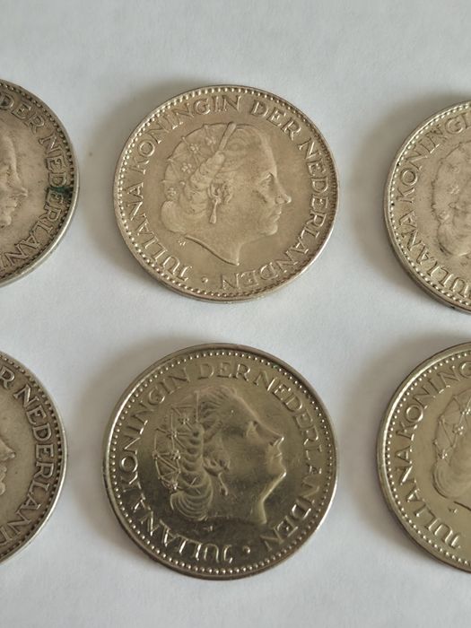 6x  1 Gulden Juliana Koningin Holandia monety moneta