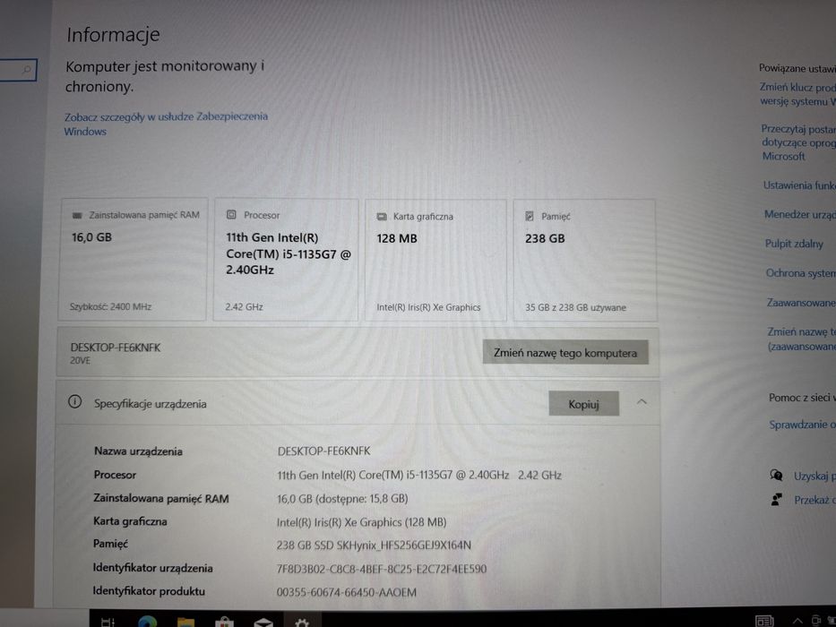 Laptop Lenovo ThinkBook 15 G2 ITL  i5-1135G7 16GB 240GB +Gratis