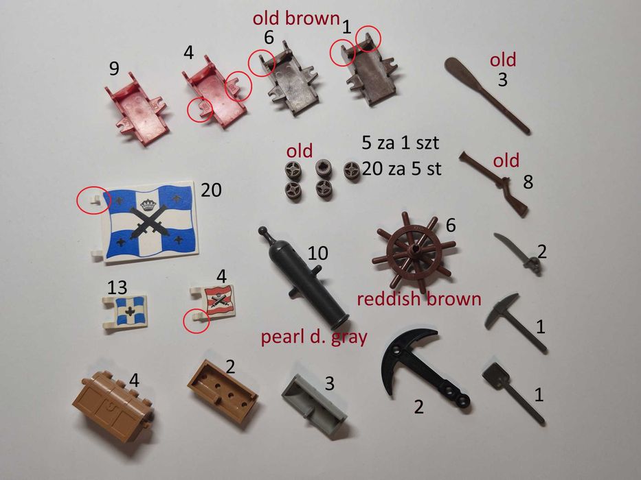 Lego Pirates akcesoria i flagi serii 1 piraci żołnierze lata 1989-97