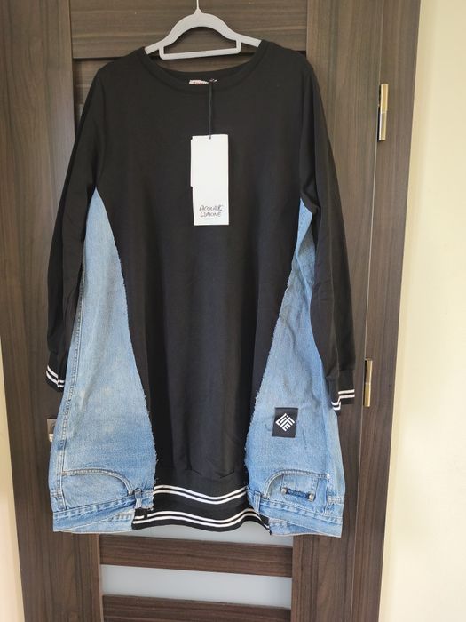 Sukienka dresowa z jeansowymi wstawkami 42/44