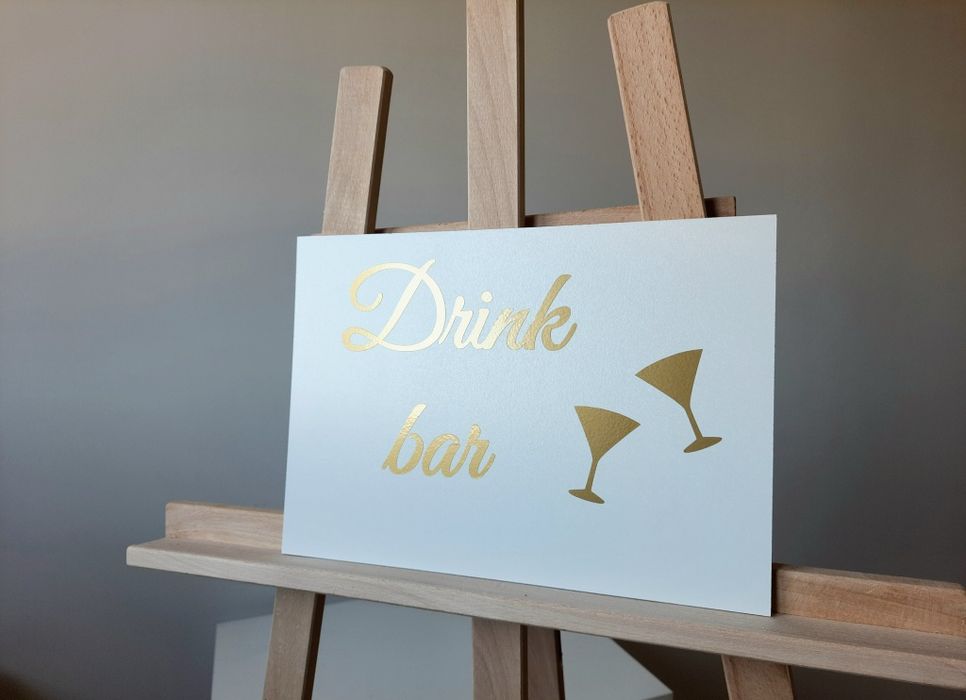 Drink bar tabliczka ślubna złoty napis