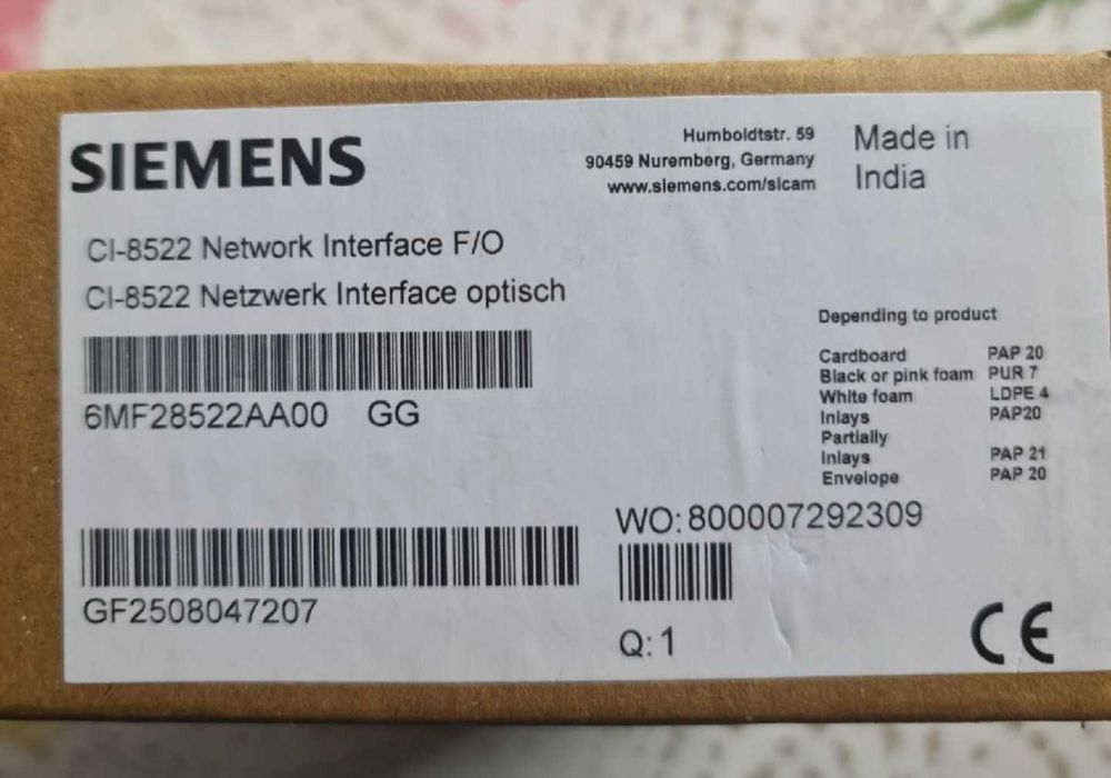 Moduł komunikacyjny  Siemens SICAM A8000 CI-8522 Network Interface F/O 6MF2852-2AA00 NOWY