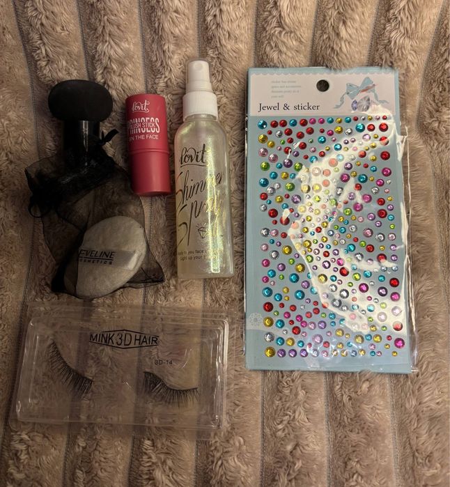 Lot косметики, Шимер, рум’яна, блискітки, спожі, вії