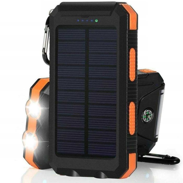 powerbank solarny 20000mAh wodoodporny z kompasem karabińczykiem  Micro USB
