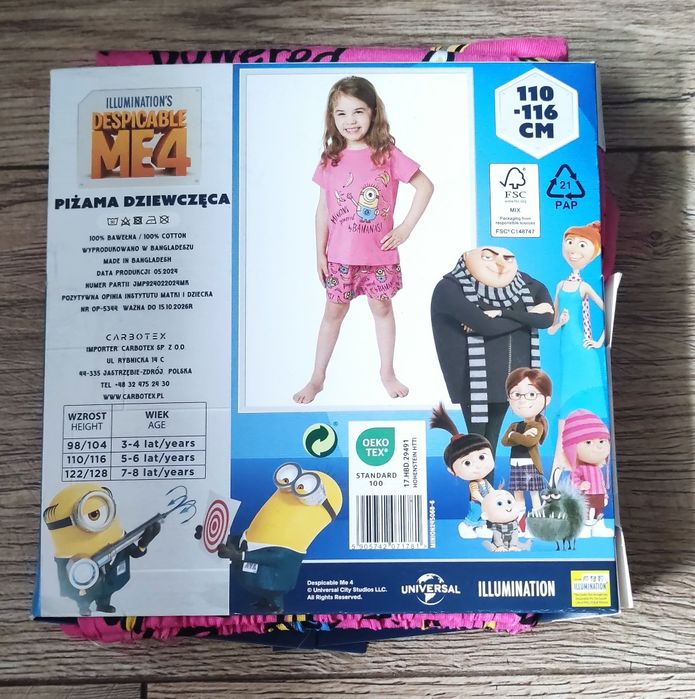 Piżama dziewczęca dwuczęściowa Minionki 110-116 nowa