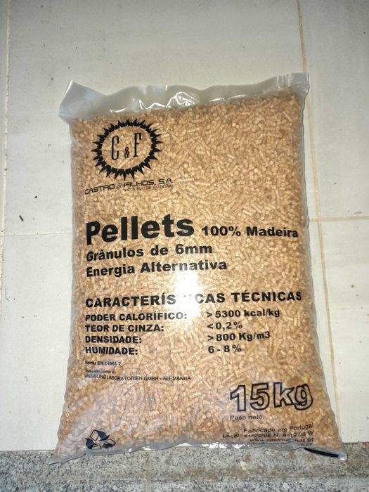 100 SACOS de PELLETS 15kg - 100% madeira