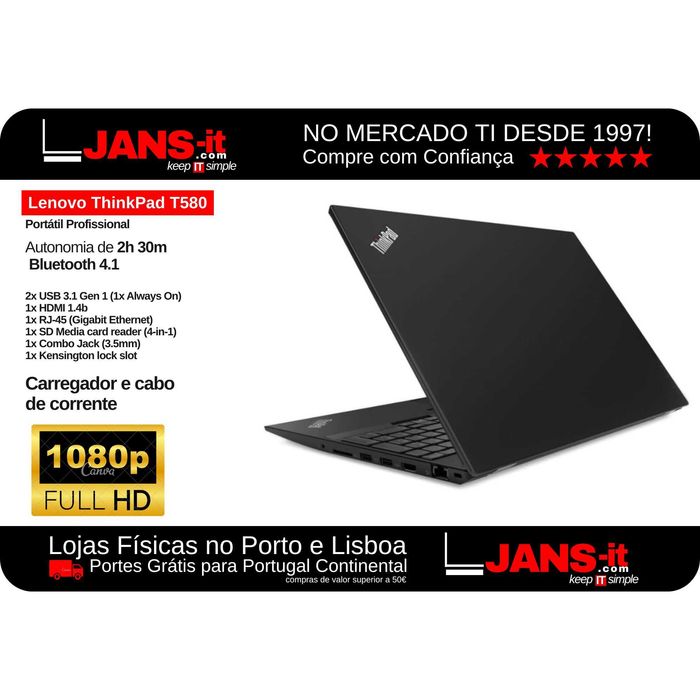 Lenovo ThinkPad T580 | i5-8350u | 8GB | SSD 256GB | 15.6″ FHD | Touchscreen