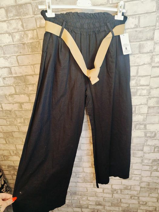 Spodnie szerokie Len S M L Xl 2xl cudo