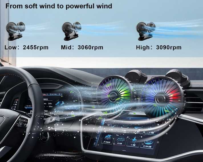 Ventoinha de carro ou secretária ajustável carregamento USB - NOVO